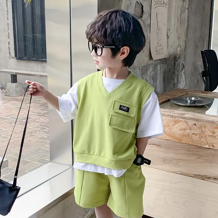 Bộ Trang Phục Mùa Hè Cho Bé Trai, Sành Điệu, ngắn Tay, Phong Cách Đường Phố Hợp Xu hướng Cho Trẻ Em, Quần Áo Hai Mảnh, 2025