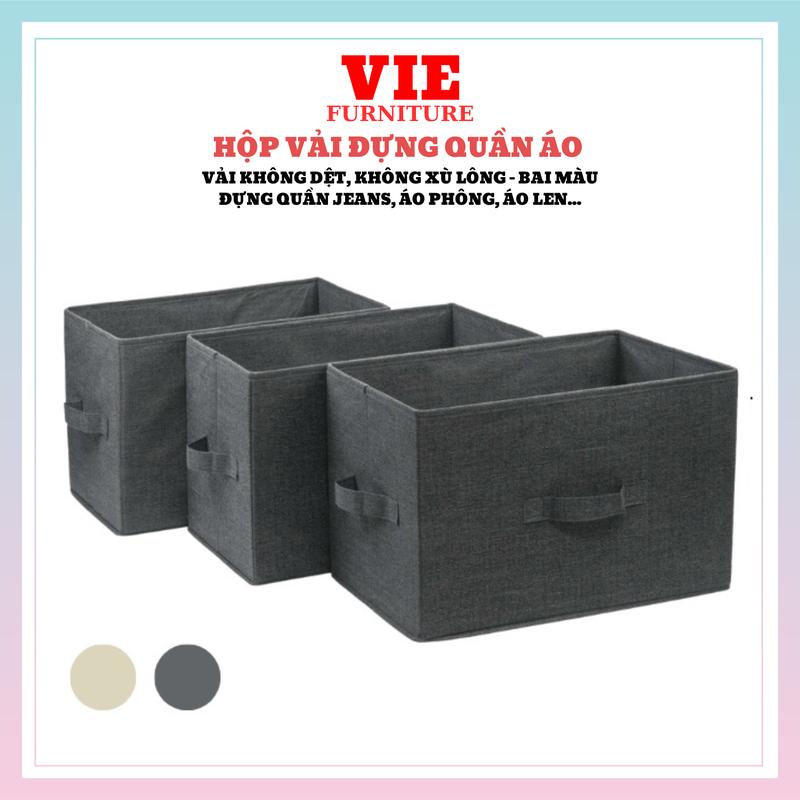 COMBO 3 Hộp Vải Đựng Đồ Đa Năng VIE FURNITURE Thùng Đựng Quần Áo Gấp Gọn Tiện Ích