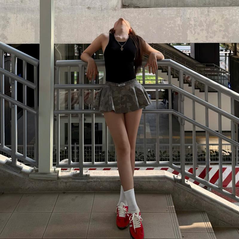 Váy xòe CAMO Nasty cạp chun co giãn, skirts phong cách y2k , stresswear, có quần bảo hộ