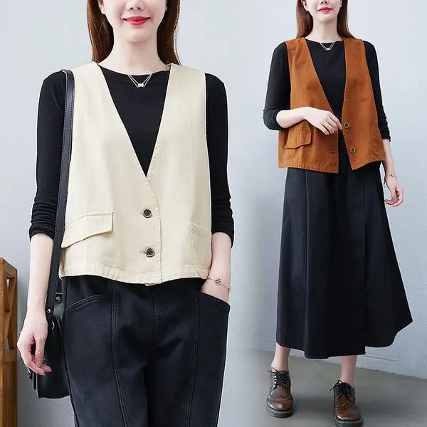 [majorette dress]2022 Spring and Autumn New Artistic Retro Plump Girls Women's plus Size Vest Women's Loose Leisure All-Matching Vest Waistcoat Fashion