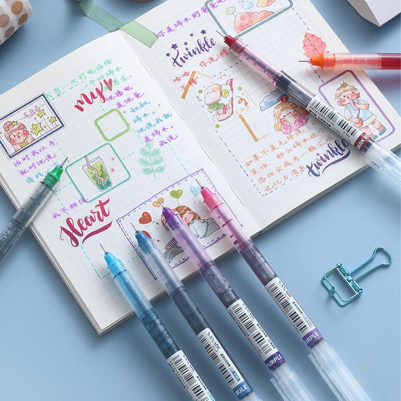 0.5mm Colorful Gel Pen Set, 10pcs Household Bundle Simple Portable Multi-purpose Gel Rollerball Pen Set for Office, Student, Writing 5