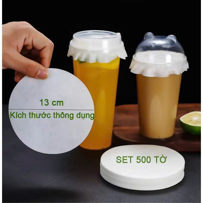 Set 500 tờ Giấy chống tràn trà sữa, caffe, trà tắc, đồ uống mang đi chống rò rỉ, chống thấm cho cả nước nóng và lạnh, chất liệu an toàn vệ sinh. MUA 3 SET TRỞ LÊN CÓ QUÀ TẶNG LÀ 1 TÚI GẤU MÀNG BỌC THỰC PHẨM 2