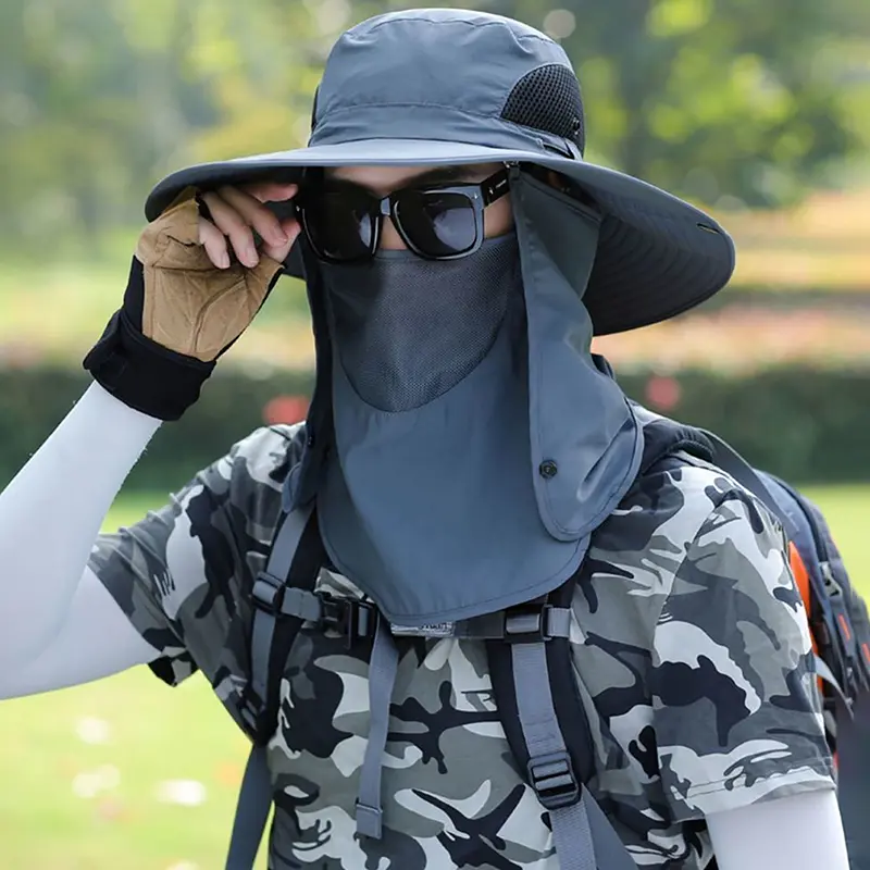 Pelindung muka tepi arah, perlindungan leher, topi matahari bertepi besar, topi memancing mendaki gunung belia luar, kalis ultraungu