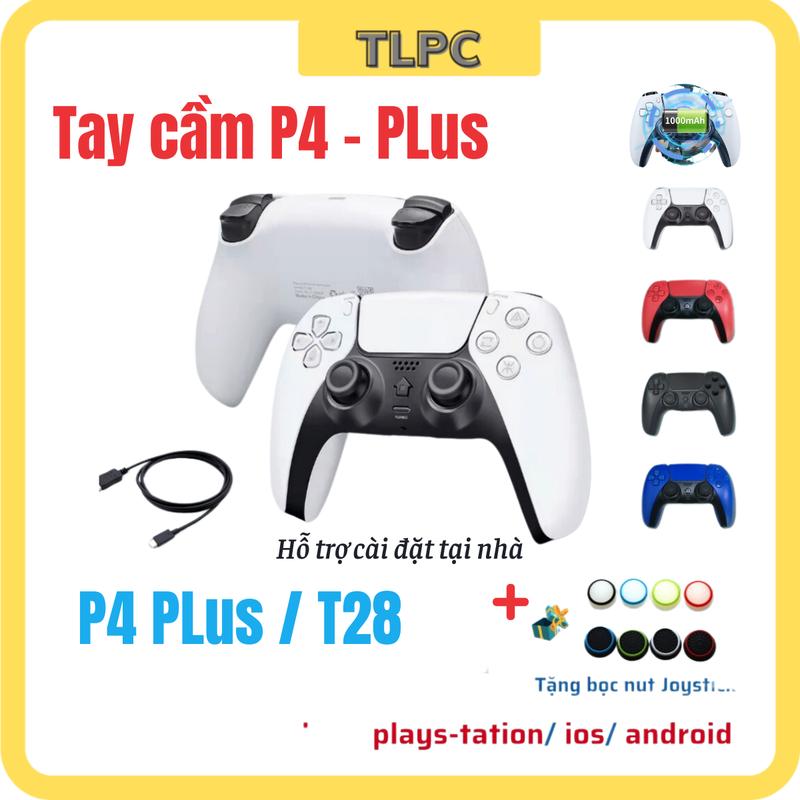 Tay cầm chơi game P4 Plus T28 kết nối cắm dây hoặc không dây Blutooth cần xoay 360 độ có rung Touchpad tương thích PC laptop điện thoại Playstasion bảo hành 3 tháng Toàn Lộc Computer Bluetooth Chơi Điện Tử