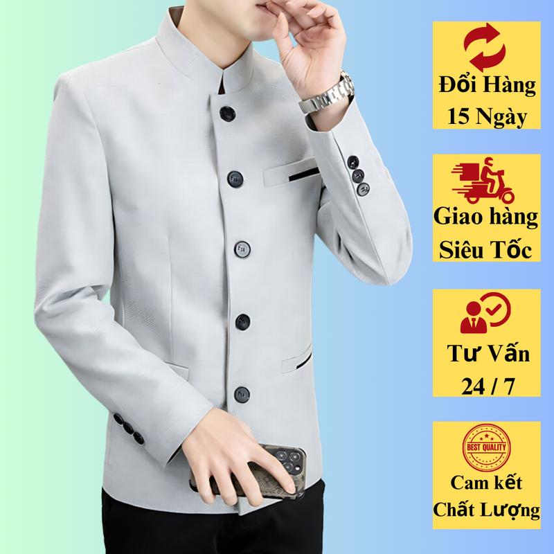 Vest nam Áo vest nam chất liệu Polyester cao cấp siêu dày ít nhăn cổ tàu mang phong cách trẻ trung N56