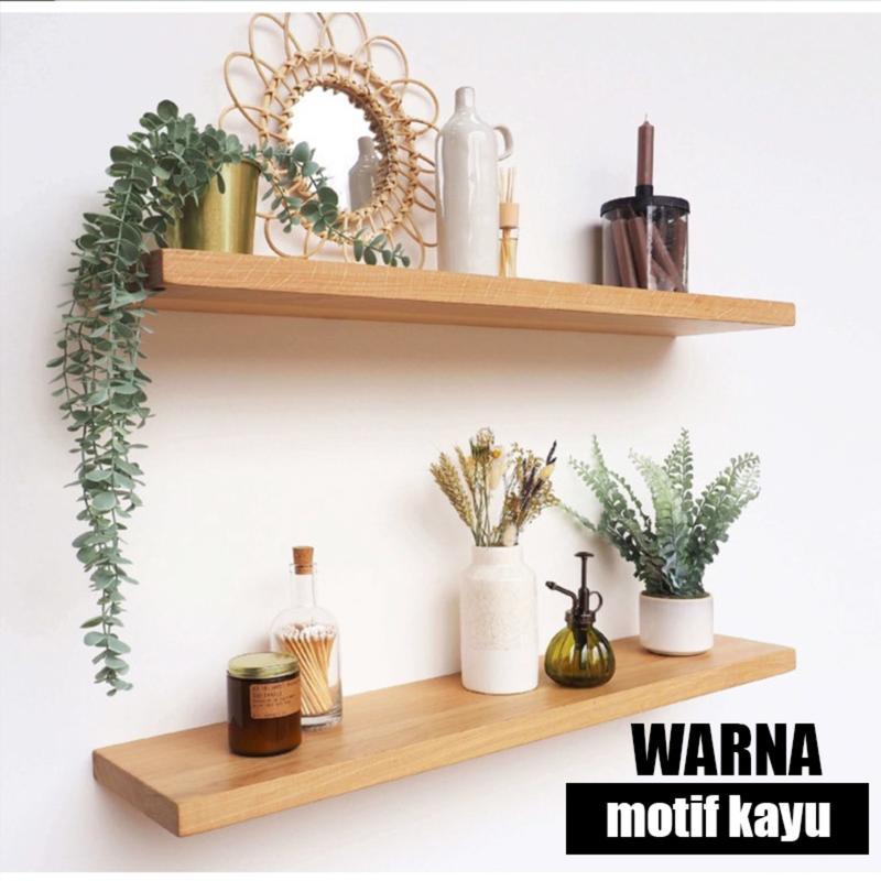Rak Tak Hiasan Ambalan Tatakan Tempat penyimpanan Tanaman Hias Bunga Buku Kosmetik make up Kopi Pulpen Poto Bumbu Dapur Decorasi Dinding Dingding Tembok 3 PCS Tempel Kayu Susun Rumah 12CM Buah 3