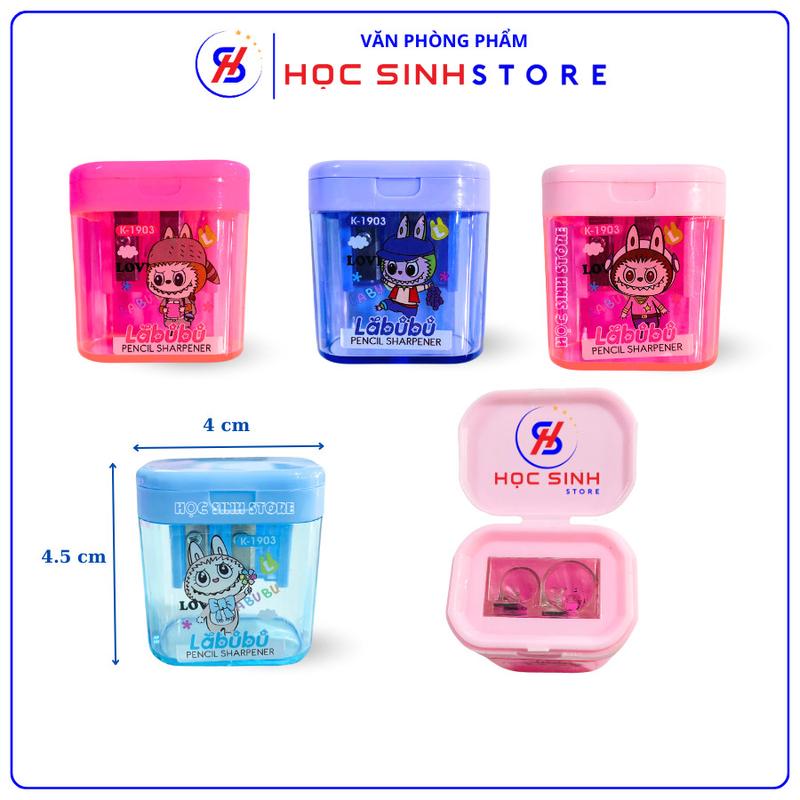 Combo 2 Cái Chuốt Bút Chì Hình Labubu K1903, 2 Lỗ Chuốt, Có Nắp Đậy (Giao màu ngẫu nhiên)