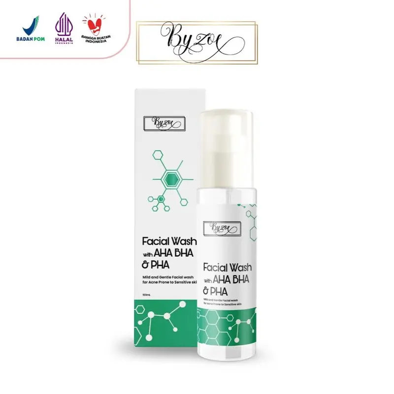 Byzoe Exfoliating Facial Wash with AHA BHA PHA for Sensitive, Acne and Normal Skin Membersihkan Oily 1