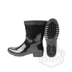 [ ARJA SAFETY ] Sepatu Boot Pendek Hitam Lily 010 Sepatu Safety Boots Proyek Pabrik Kebersihan Sawah Petani Anti Slip Air Bahan Karet Kuat Awet Murah Grosir Sepatu Kerja Lapangan Boots Pendek Pria Wanita Sepatu Pelindung Kaki Kerja Industri Berkualitas