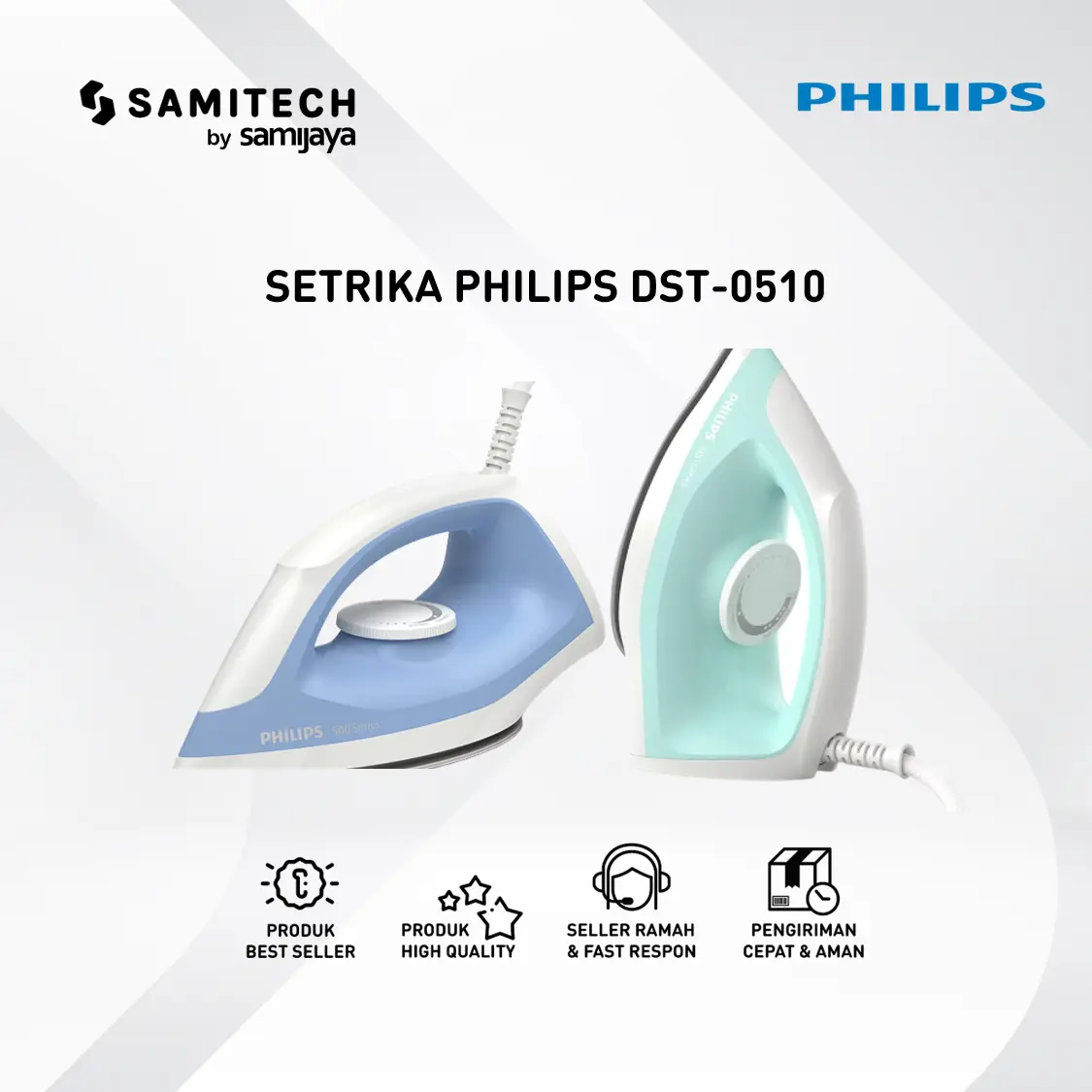 SETRIKA PHILIPS DST-0510 ANTI LENGKET 0510 DAYA 350W Kabel