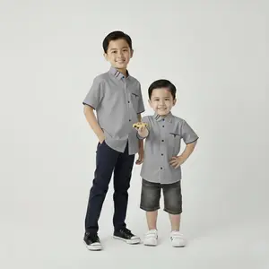 Kemeja Anak Laki-laki Lengan Pendek Kualitas Premium Umur 1-15 Tahun Bahan Cotton Poplin & Oxford Adem Nyaman untuk Keseharian