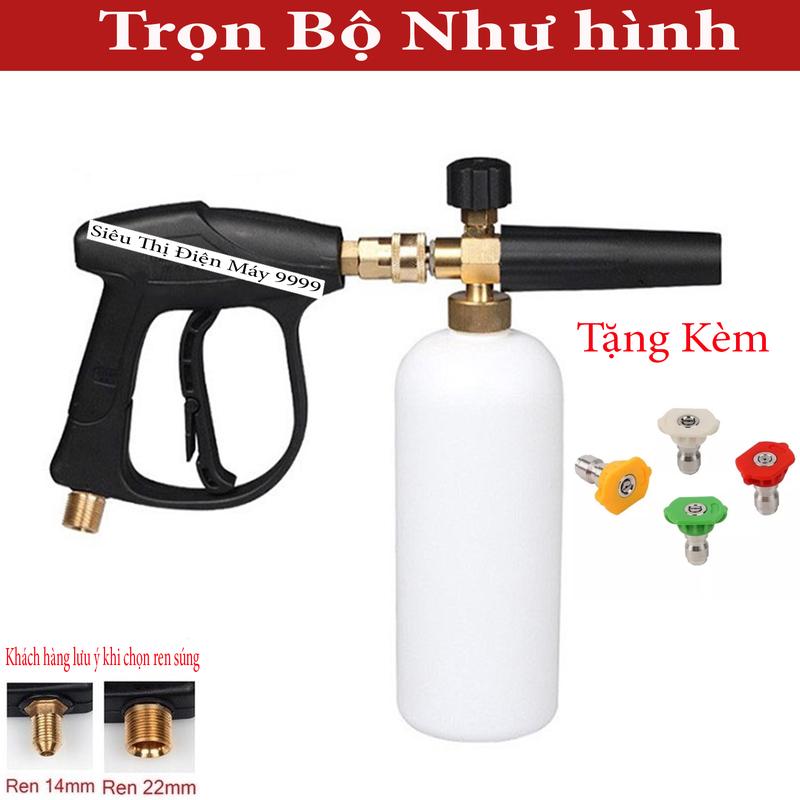 Trọn bộ vòi xịt + bình tạo bọt tuyết 1L + Đầu nối nhanh 1 4 inch và tặng kèm béc xịt rửa góc độ