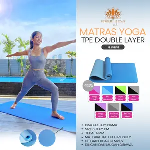 Matras Yoga / Yoga Mat TPE Double Layer 4mm / Matras Olahraga Yoga Custom Nama