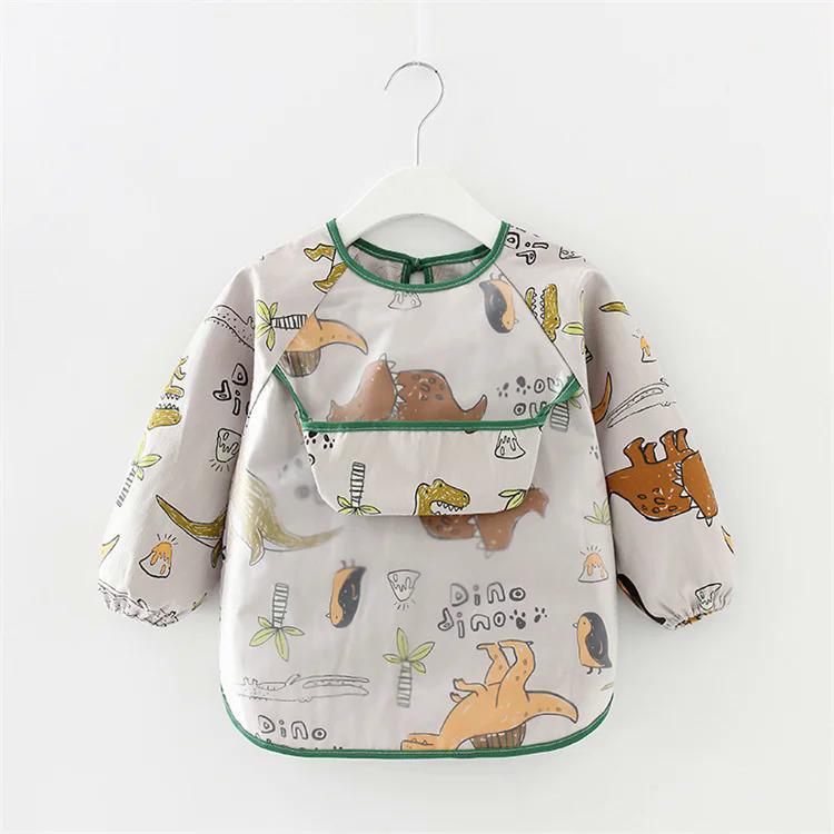 Product Introduction of Newborn Baby Bibs Blouse Waterproof Long-sleeved Reverse Dressing Infant Eating Clothes Apron Bib Protective Clothing 0-2Years 0