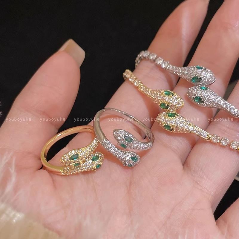 Product Introduction of Vòng Tay Có Thể Điều Chỉnh Hình Rắn Hoàng Đạo, Zircon Rhinestone Màu Xanh Lá Cây Sang Trọng, Dành Cho Nữ, Nhẫn Và Hoa Tai, Quà Tặng Trang Sức 5