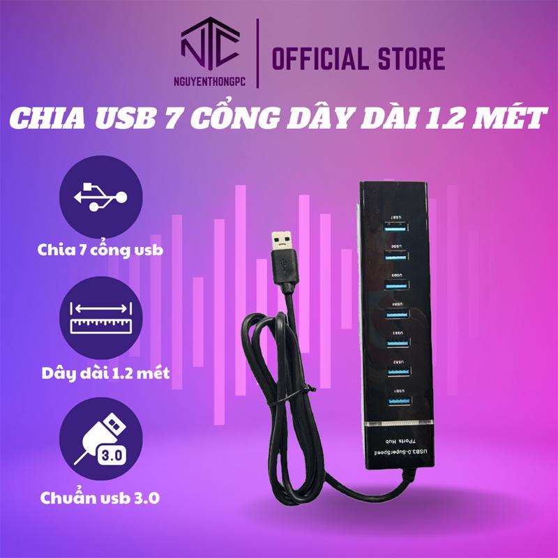 Bộ chia usb 7 cổng dây dài 1.2 mét tốc độ cao