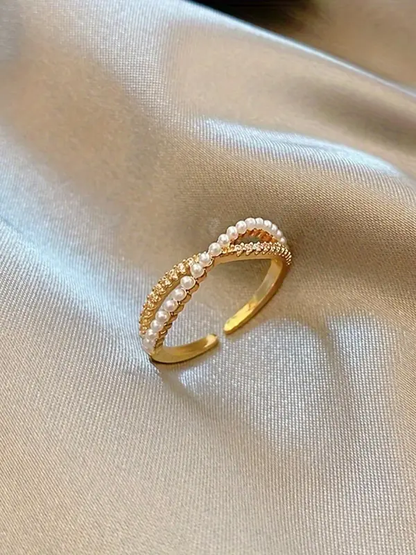 Women's Elegant Criss Cross Design Ring, Exquisite Trendy Ring, Fashionable Jewelry for Women As Gift for Daily & Party Decoration 7