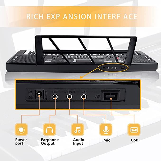 Product Introduction of 61-key electric keyboard piano comes with music stand, small microphone, power supply, electronic keyboard Christmas gift 15