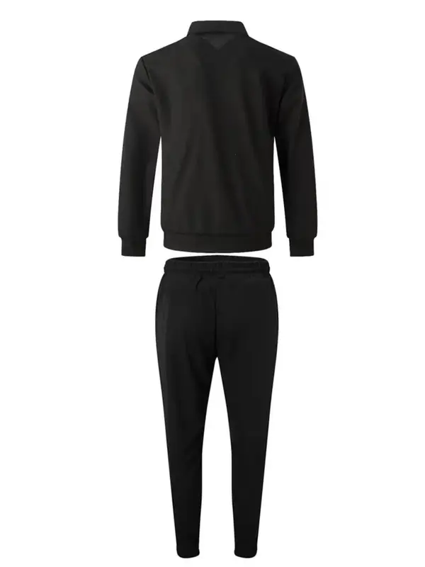 Men's Solid Zip Up Jacket & Drawstring Waist Pants Two-piece Set, Men's Two-piece Outfits for All Seasons 8