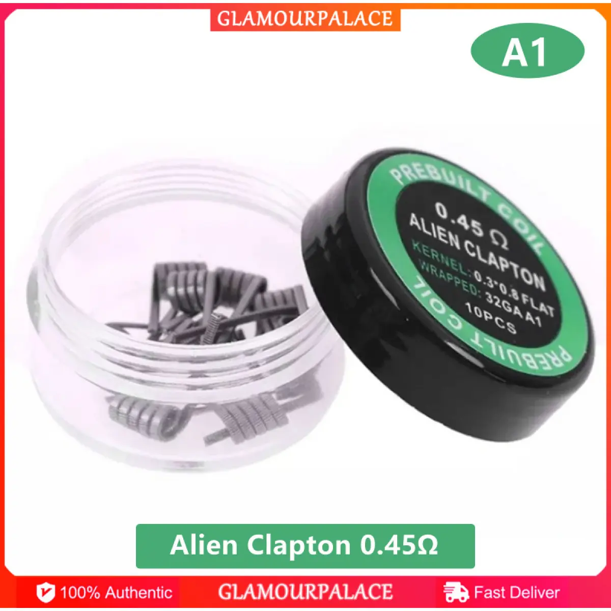 10Pcs/Box A1 Twisted Alien Clapton Coils Premade Wrap Wires Rda Coil 0.45Ohm Mix Twisted Heating Resistance Wir