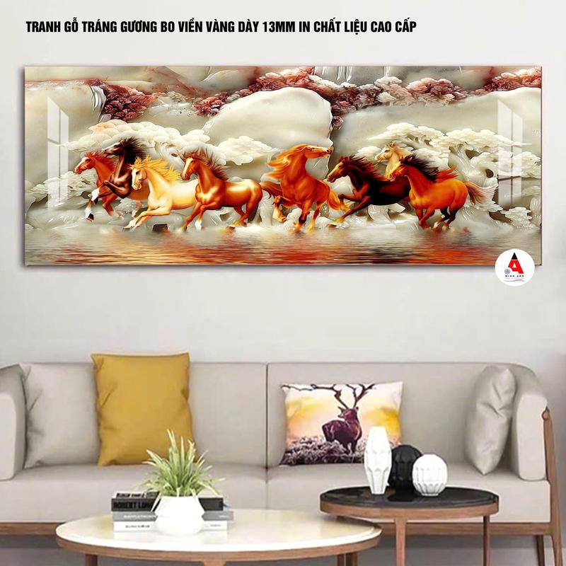 TRANH GỖ TRÁNG GƯƠNG DÀY 13MM BO VIỀN VÀNG CHẤT LIỆU CAO CẤP mã đáo thành công, thuận buồm xuôi gió quà tặng doanh nghiệp tân gia, mang lại tài lộc may mắn Trang Trí Nhà Treo Tường Phòng Khách Decor Tường