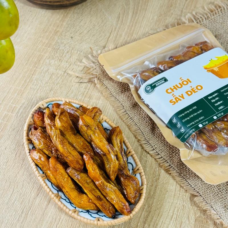 Chuối Sấy Dẻo Nguyên Trái gói 500 gram Ăn Vặt Food Thức Ăn Chua Ngọt cây s ấ y