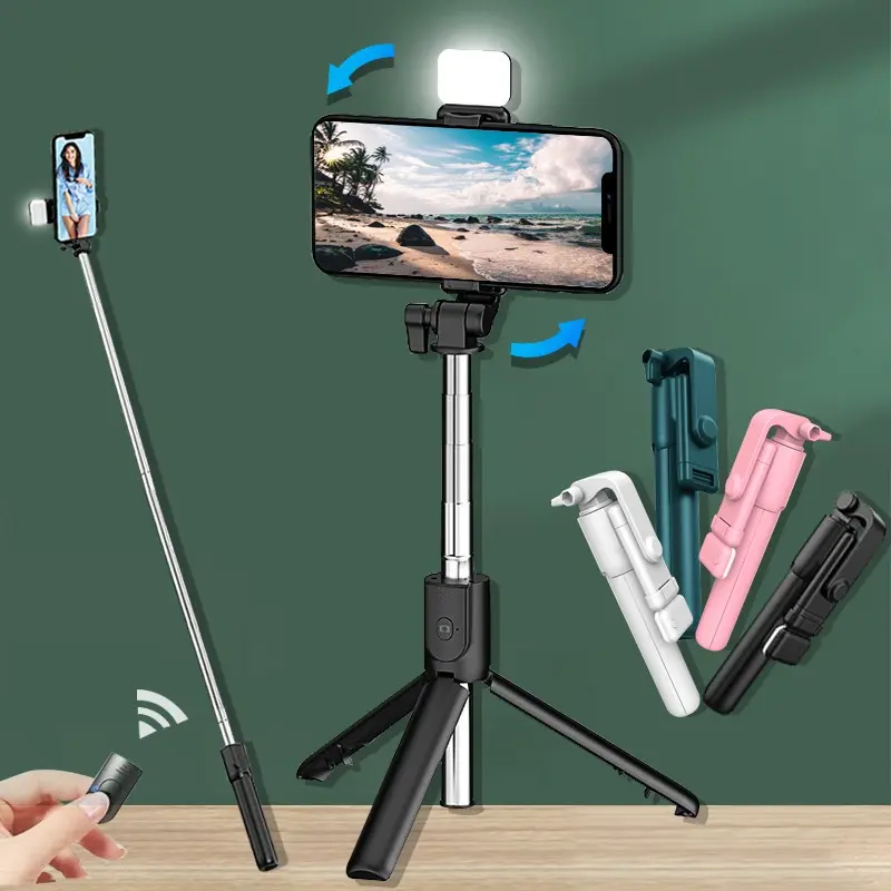 Multifunction Bluetooth Selfie Stick Tripod Monopod Phone Holder Stand Self Photography Wireless Control Extendable Accessories Alloy Mobile Phones