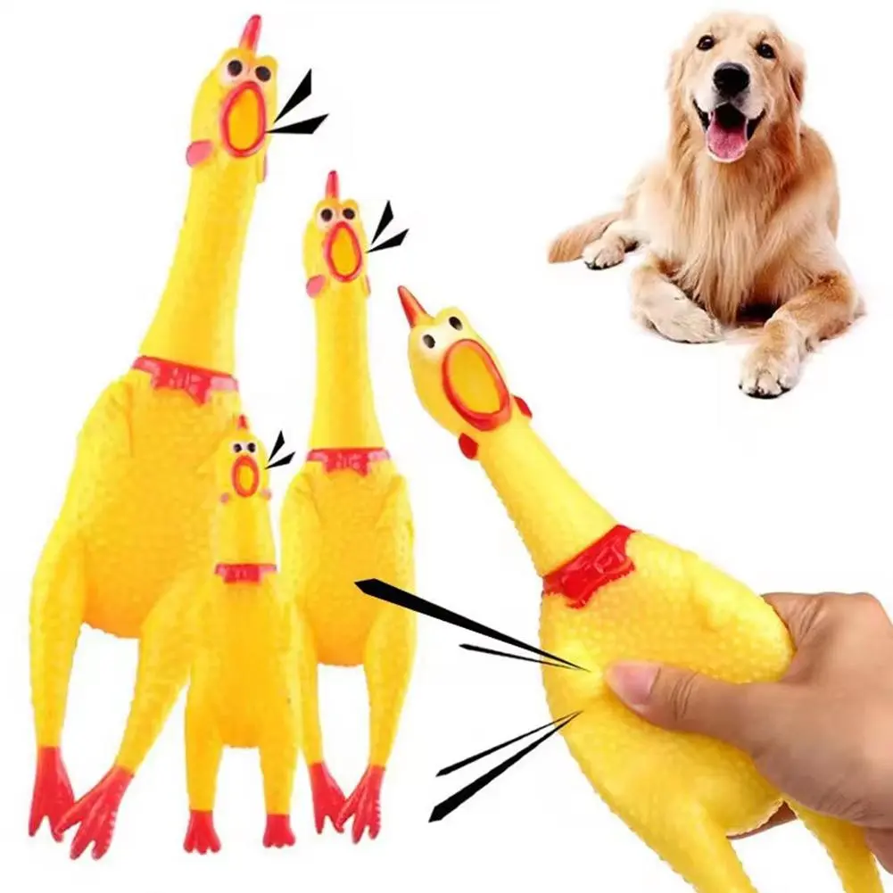 Yellow Screaming Rubber Chicken Toy Sound Toy Creative Trick D5T5