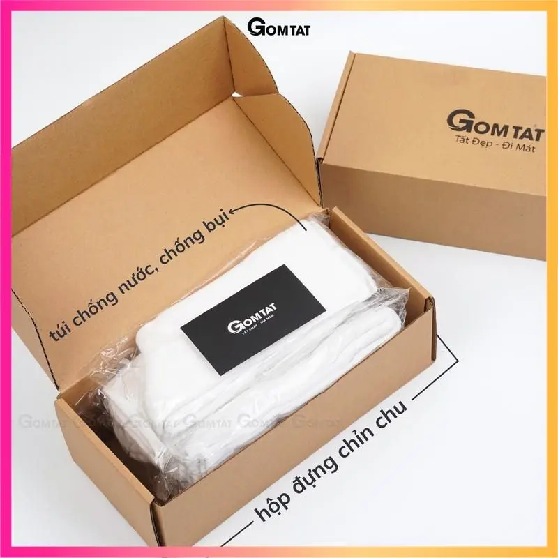 Hộp 5 đôi tất xù GOMTAT cổ cao trơn nam nữ, vớ cao cổ có đệm xù cotton mềm mại êm chân, hút ẩm, thoáng khí, khử mùi, Menswear - TATXU-TRON-CB5 8