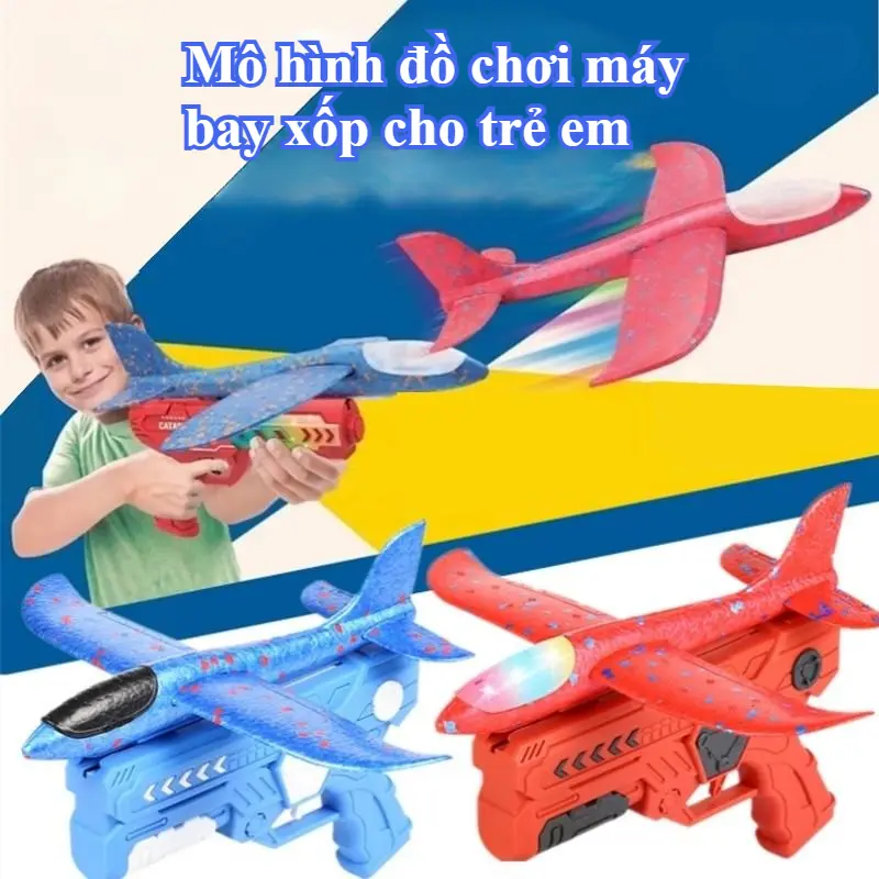 Đồ chơi máy bay flash, đồ chơi ngoài trời trẻ em máy bay bọt ném đồ chơi chiếu sáng máy bay loại tay
