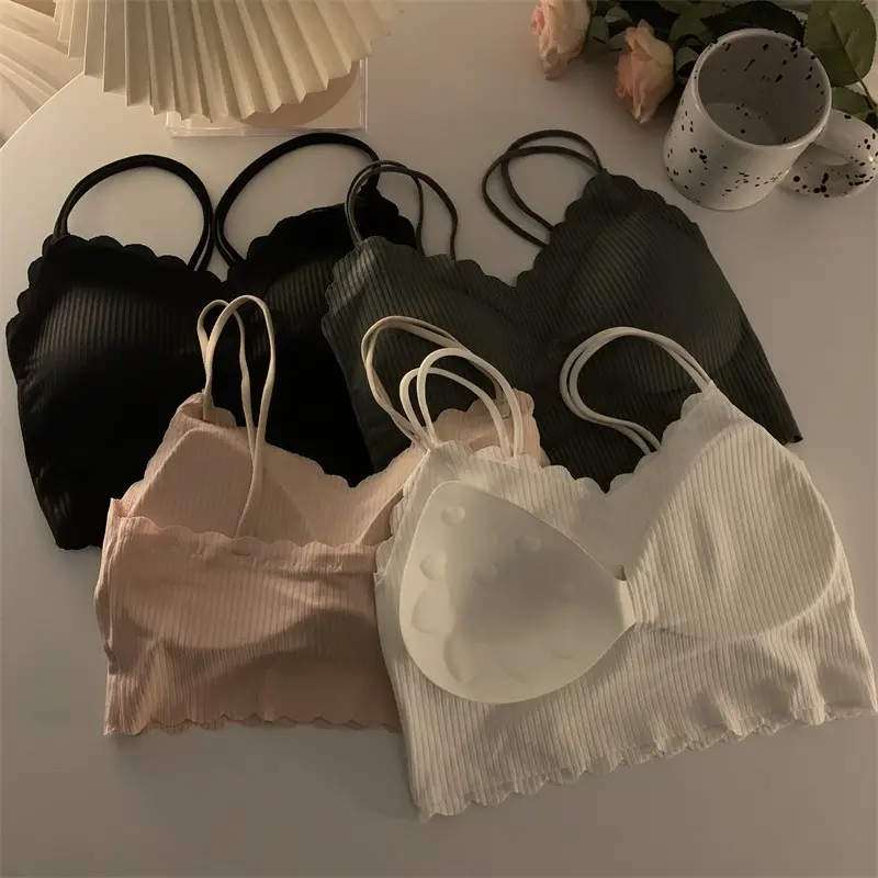 ONEFASHIONMALL BR200 Tanktop Bra Wanita Bh Lace Push Up Tanpa Kawat Bralate Seamless Elastis Pakaian Dalam Bahan Dingin 2