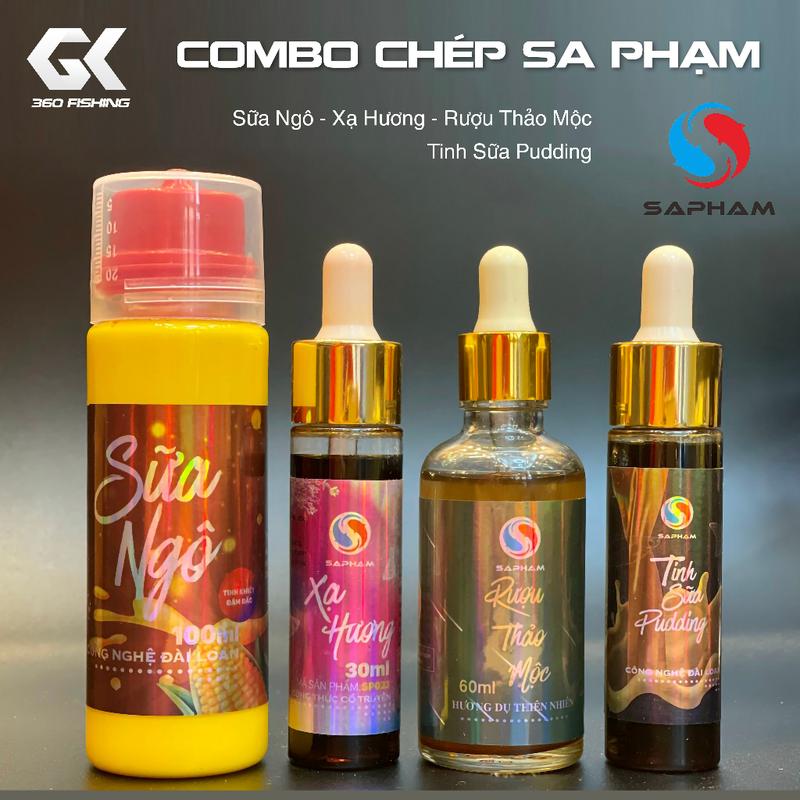 Combo Tinh Mùi Câu Chép Sa Phạm Siêu Nhạy Bộ Mồi Câu Đài Sữa Ngô + Xạ Hương + R Thảo Mộc + Tinh Sữa Pudding