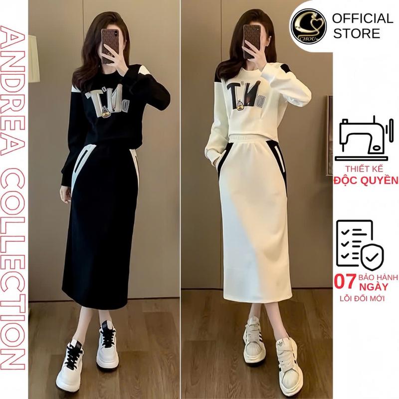 Sét Bộ Áo Kèm Chân Váy Nữ Thiết Kế Cao Cấp V29, Chất Vải Umi Hàn Cao Cấp Mặc Mát Mẻ Thoải Mái,In Hình 5D Chou Fashion