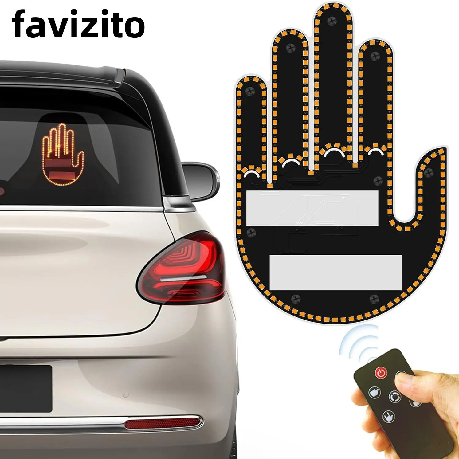 Car Gesture Light, Car LED Finger Light, Fun Emotion Light, Decorative Car Light, Window LED Sticker, Car Accessories Gift for Driver