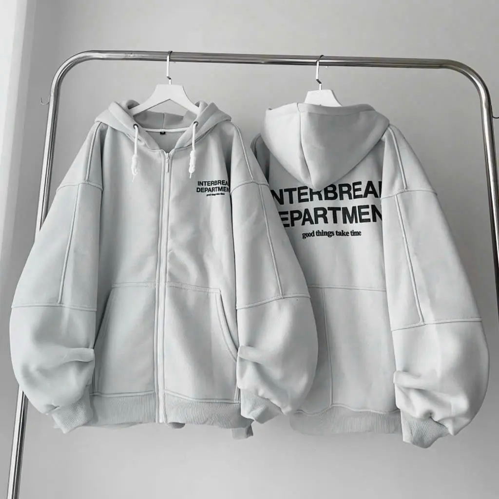 Áo Khoác Hoodie Nam Nữ INTERBREAK In Nổi Vải Nỉ Ngoại Cao Cấp - Menswear Jacket