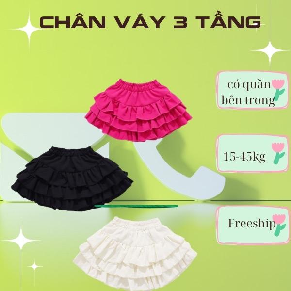 Chân váy xếp ly bé gái 3 tầng size 15-45kg với quần bên trong 1