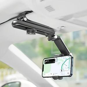 1080°回転式サンバイザー車載スマホホルダー、汎用調整可能なスマホマウント、寝室・キッチン・車両用スマホアクセサリー