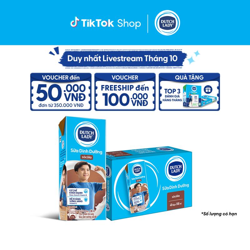 Thùng 48 Hộp Sữa Tươi Tiệt Trùng Dutch Lady Cô Gái Hà Lan Hương Socola 180ml (48x180ml)