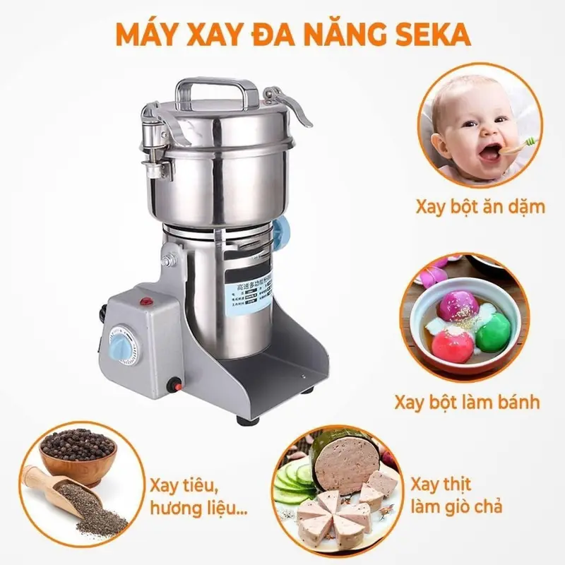 Máy xay bột khô Seka SK-200 công suất 3000W đa năng, xay bột mịn, nghiền ngũ cốc, hạt khô bảo hành 12 tháng 7