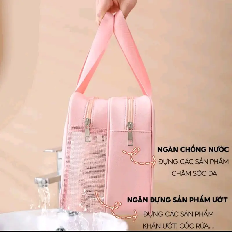 Túi đựng mỹ phẩm du lịch để đồ trang điểm 2 ngăn 2