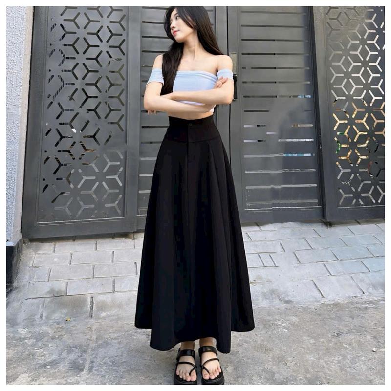 Product Introduction of Chân váy xòe dài lưng cao 1 nút Hàn Quốc cho nữ - Women Dress 8
