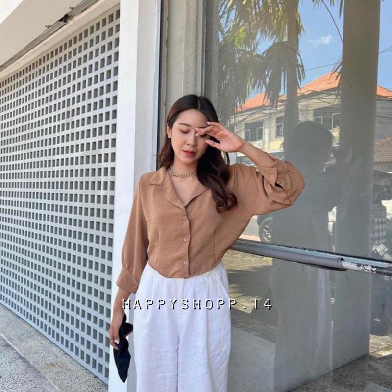KEMEJA PUFFY / Kemeja Panjang Airflow / Kemeja garis wanita / kemeja crop wanita / kemeja kantor / kemeja wanita crop 8