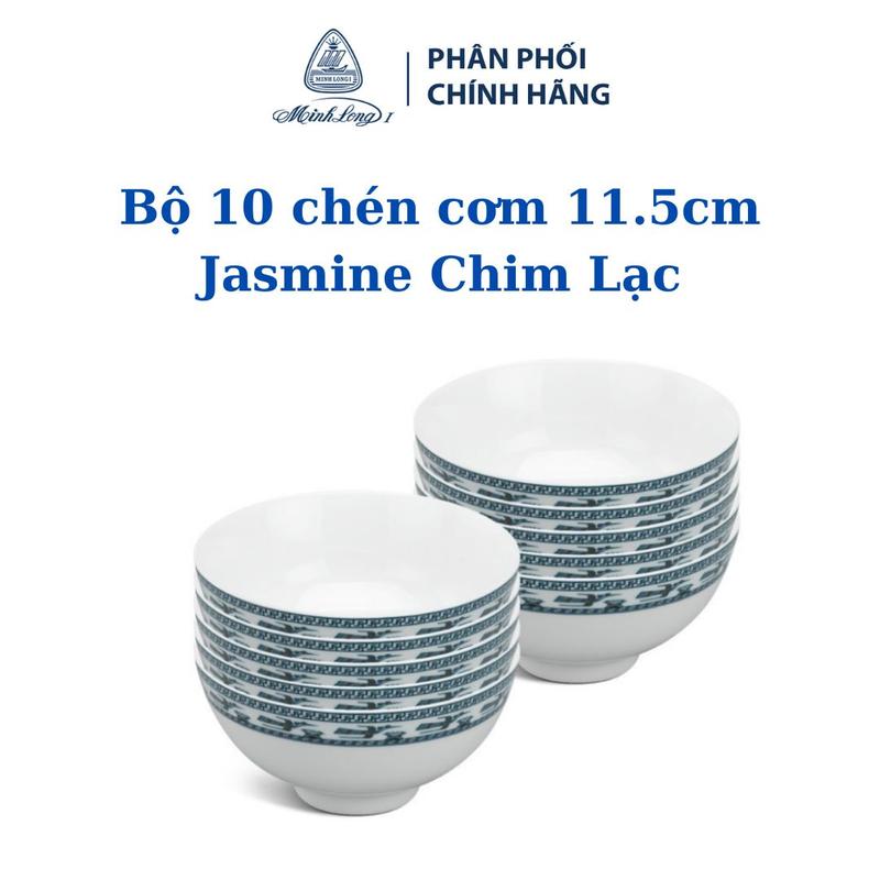Bộ 10 Chén Ăn Cơm Minh Long 11.5cm - Jasmine - Chim Lạc - Gốm sứ cao cấp Minh Long 1