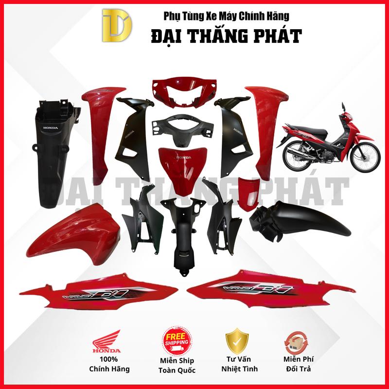 (Có bán lẻ) Dàn áo | Bộ nhựa Wave Alpha 110cc K89 năm 2024 - Phiên bản tiêu chuẩn - Màu Đỏ R389 chính hãng Honda