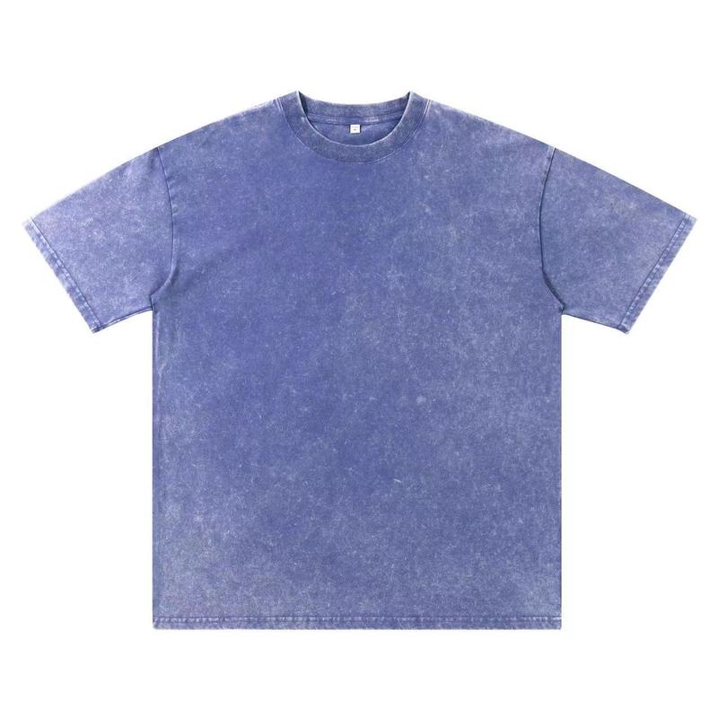 Product Introduction of 230G Heavy Washed Distressed Short-Sleeved T-shirt Men's All-Match Solid Color Loose round Neck 22