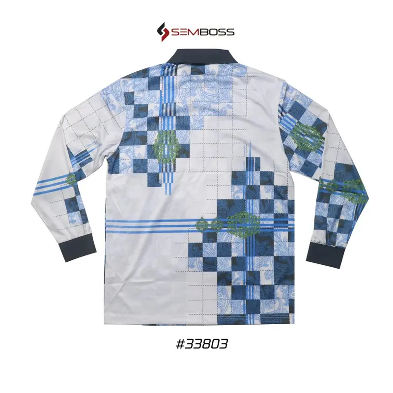 Kaos Kerah Pria Semboss Lengan Panjang Bahan Katun Adem Berkantong 33803A 5
