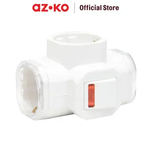 AZKO Krisbow Steker T-Arde 3 Arah Dengan Switch - Putih