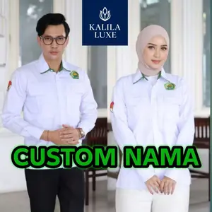 Baju Kemeja PDH Kemenag Putih Lengan Panjang Bordir Seragam ASN PPPK PNS Pria Wanita Tunik American Drill Hijau Wearpack