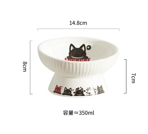Bát ăn chống gù cho mèo, bát ăn LUCKYCAT dễ thương, bằng sứ tráng men cao cấp 5