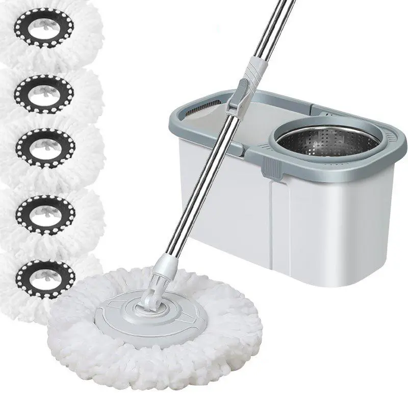 ไม้ถูพื้น Spin Mop ผ้า5 ผืน ชุดถังปั่นม๊อบสแตนเลส พร้อมไม้ถูพื้นและผ้าม๊อบ เหล็กสแตนเลส ฟรีผ้าตลอดการใช้งาน ชุดไม้ถูพื้น SPINMOP ทำความสะอาด Clean ชุด  ถัง mop